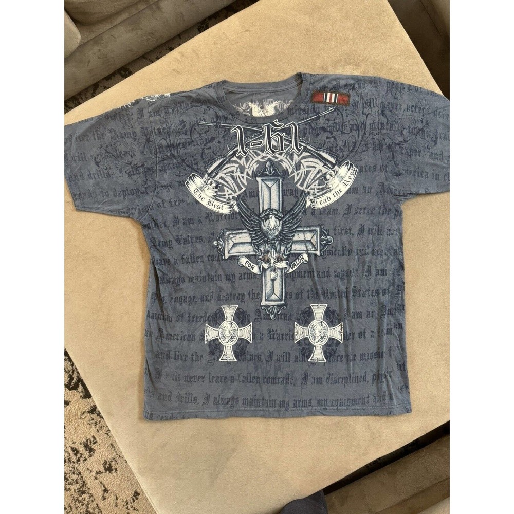 Apprime Men's XL Double Sided Short Sleeve Tee Y2K Blue